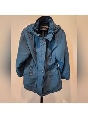 FORECASTER OF BOSTON VINTAGE WOMEN'S TEAL INSULATED HOODED COAT SIZE XS PETITE